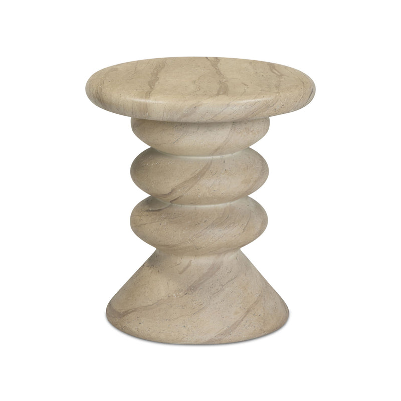 Hyre - Indoor / Outdoor Concrete Side Table - Faux Travertine - R&R Furniture Gallery (Fountain Valley, CA)