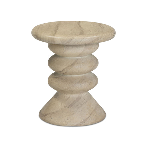 Hyre - Indoor / Outdoor Concrete Side Table - Faux Travertine - R&R Furniture Gallery (Fountain Valley, CA)
