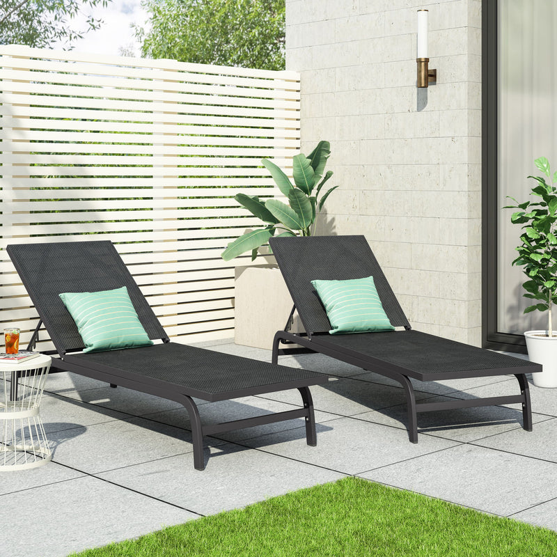 Noble House Finn outdoor chaise lounge with modern design, featuring plush cushions for comfortable relaxation.