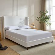 Harper - Tall Headboard Upholstered Bed / High Headboard / Elegant Simplicity / No Box Spring Needed - R&R Furniture Gallery (Fountain Valley, CA)
