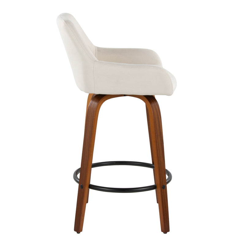 Lumi Source Daniella contemporary fixed height counter stool set with swivel, round footrest, and modern design.