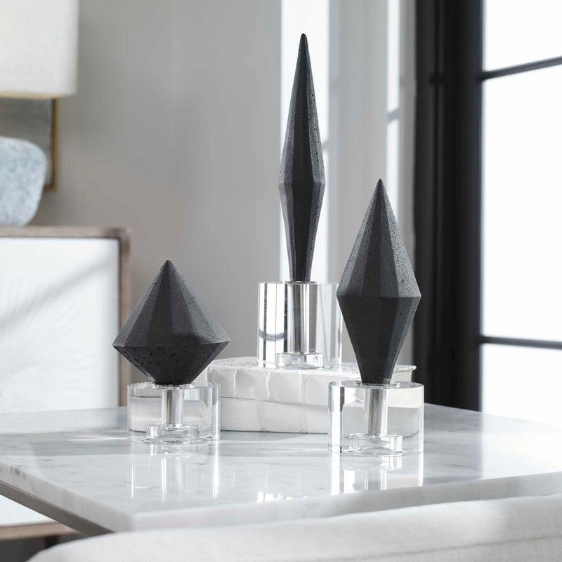 Set of 3 Uttermost Alize sculptures featuring modern abstract figure designs on a neutral background.