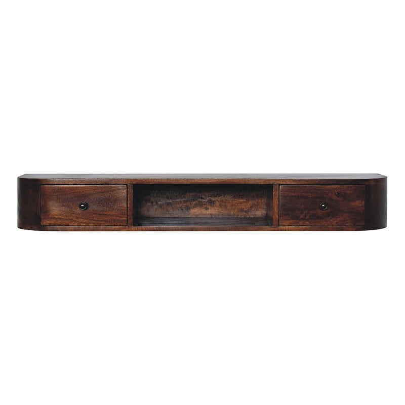 Lunar - 2 Drawer Floating Console - Chestnut - R&R Furniture Gallery (Fountain Valley, CA)