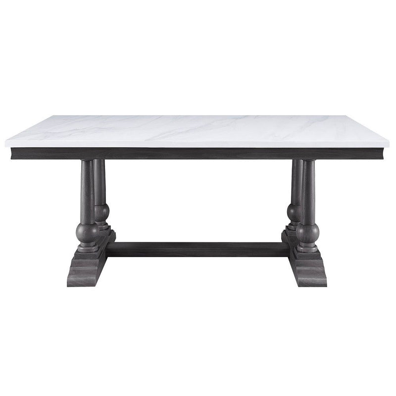 Yabeina - Dining Table - Marble Top Top & Gray Oak - R&R Furniture Gallery (Fountain Valley, CA)