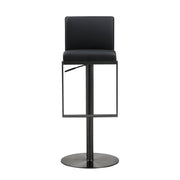 Black steel Amalfi adjustable height barstool by TOV Furniture with a sleek, modern design and comfortable seat.