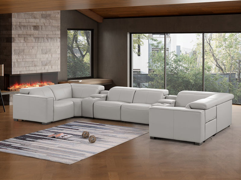 1208 - 8 Piece U Shaped Leather Sectional With 4 Power Recliners & Power Headrests - R&R Furniture Gallery (Fountain Valley, CA)