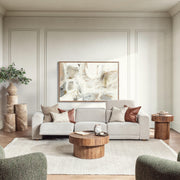Beige Knoxville 3-piece stationary sectional sofa by Classic Home, featuring plush cushions and a modern design for comfortable lounging.