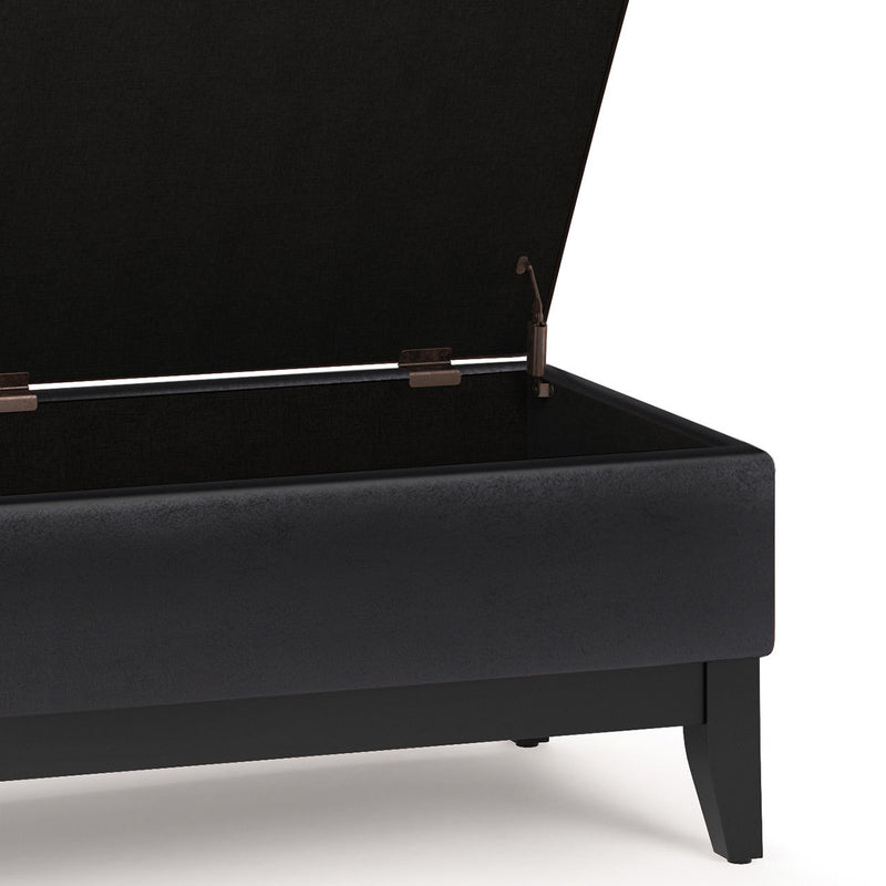 Oregon - Storage Ottoman Bench With Tray - Distressed Black - R&R Furniture Gallery (Fountain Valley, CA)