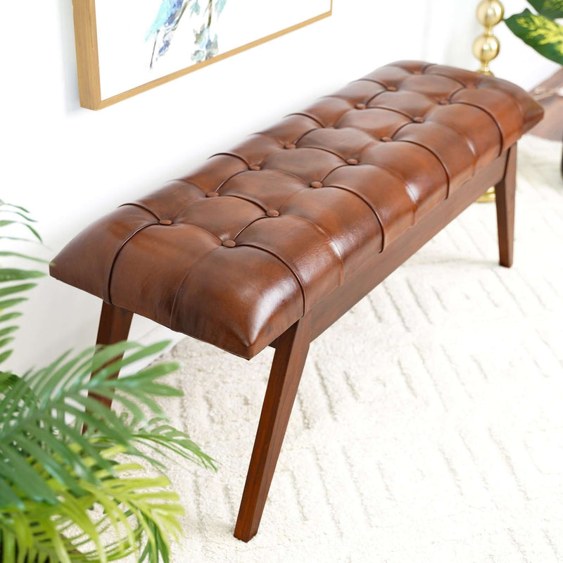 Maja - Bench - Cognac / Dark Brown - R&R Furniture Gallery (Fountain Valley, CA)