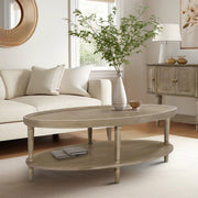 Bedford - Oval Coffee Table With Shelf - Natural - R&R Furniture Gallery (Fountain Valley, CA)