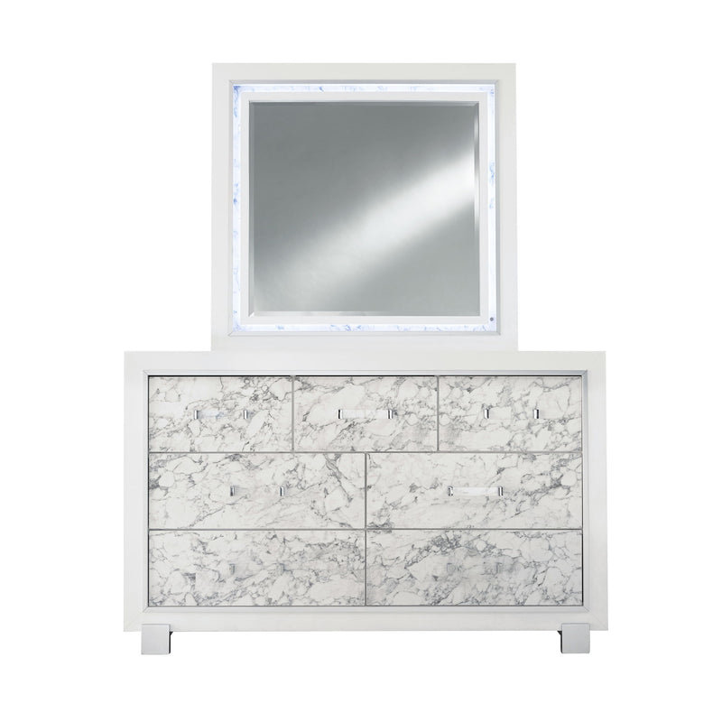 Skye - Marble Mirror - White - R&R Furniture Gallery (Fountain Valley, CA)