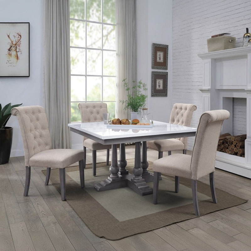 Yabeina - Side Chair (Set of 2) - Beige Linen & Gray - R&R Furniture Gallery (Fountain Valley, CA)
