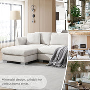 Luxe & Co. Modern L-shaped cloud sectional sofa with oversized chaise, includes two free pillows, seating four comfortably.