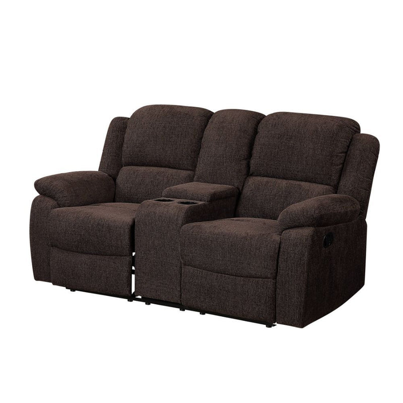 Madden - Motion Loveseat With Console - Brown Chenille - R&R Furniture Gallery (Fountain Valley, CA)