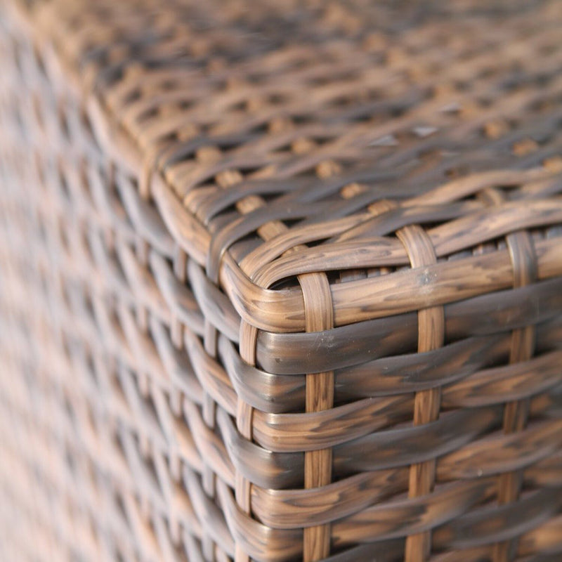 Modern stylish coffee table from LSI Patio Furniture with a sleek wood finish and sturdy metal legs.