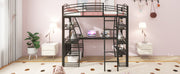 Loft Bed With 4 Layers Of Shelves And L-Shaped Desk, Stylish Metal Frame Bed With A Set Of Sockets, USB Ports And And Wireless Charging - R&R Furniture Gallery (Fountain Valley, CA)