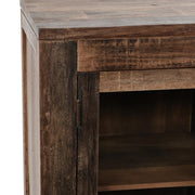 Natural wood Jett 4-door cabinet by Classic Home, showcasing a spacious buffet with a sleek, modern design and warm finish.