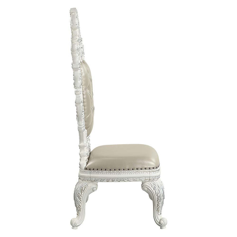 Vanaheim - Side Chair (Set of 2) - Beige Synthetic Leather & Antique White - R&R Furniture Gallery (Fountain Valley, CA)