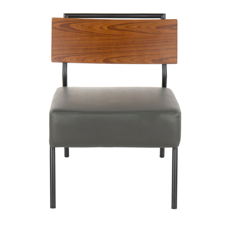 Lumi Source Fiji contemporary gray and walnut side chair with a sleek modern design and wooden accents.