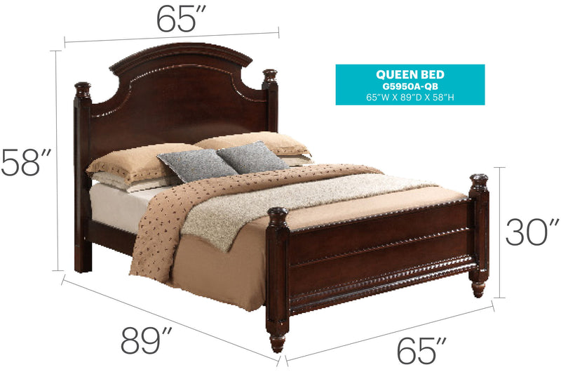 Glory Furniture Summit Queen Bed in Cappuccino with panel bed design and sleek wooden finish.