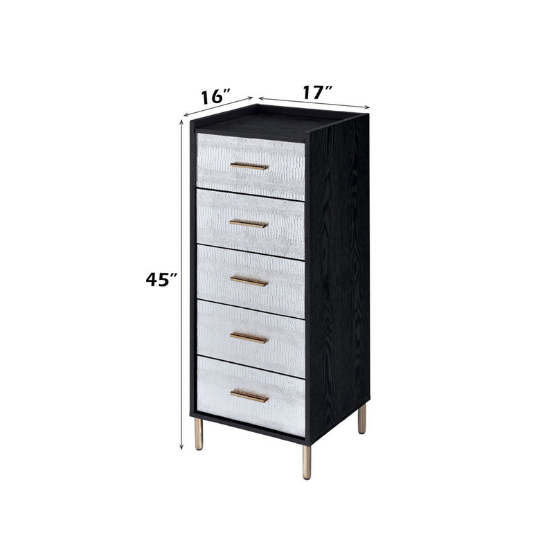 Myles - Jewelry Armoire - Black, Silver & Gold
