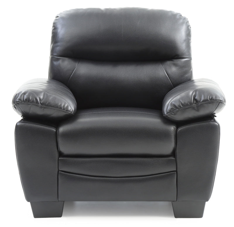 Glory Furniture Marta arm chair with plush fabric upholstery and wooden legs, modern and comfortable seating for living rooms.