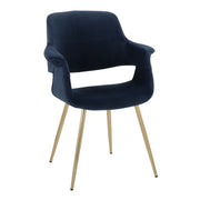 Pair of vintage glam Art Deco Lumi Source chairs with sleek wooden legs and plush upholstered seats, set of 2.