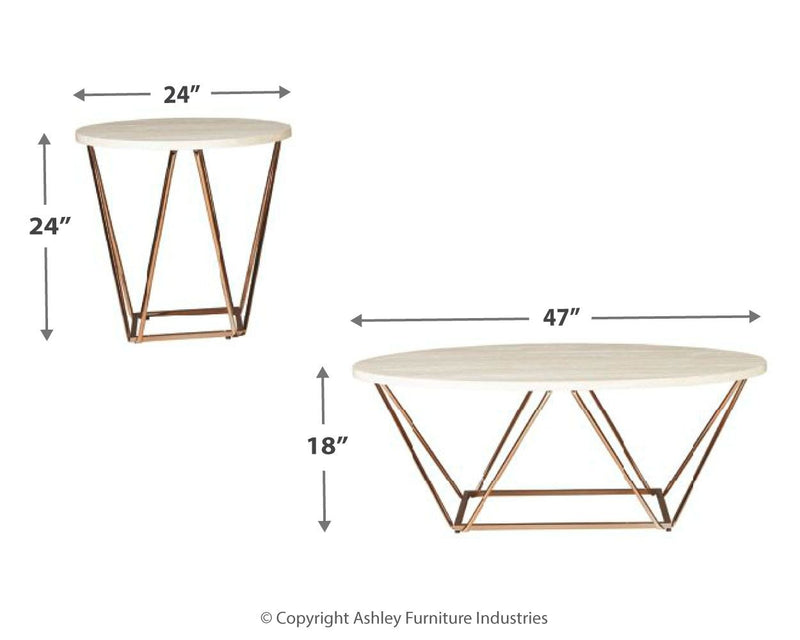 Tarica - Occasional Table Set (Set of 3) - White / Metallic - R&R Furniture Gallery (Fountain Valley, CA)