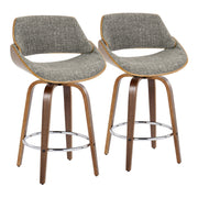 Lumi Source Fabrizzi mid-century modern fixed height counter stools with swivel, round footrest, set of two, in stylish design