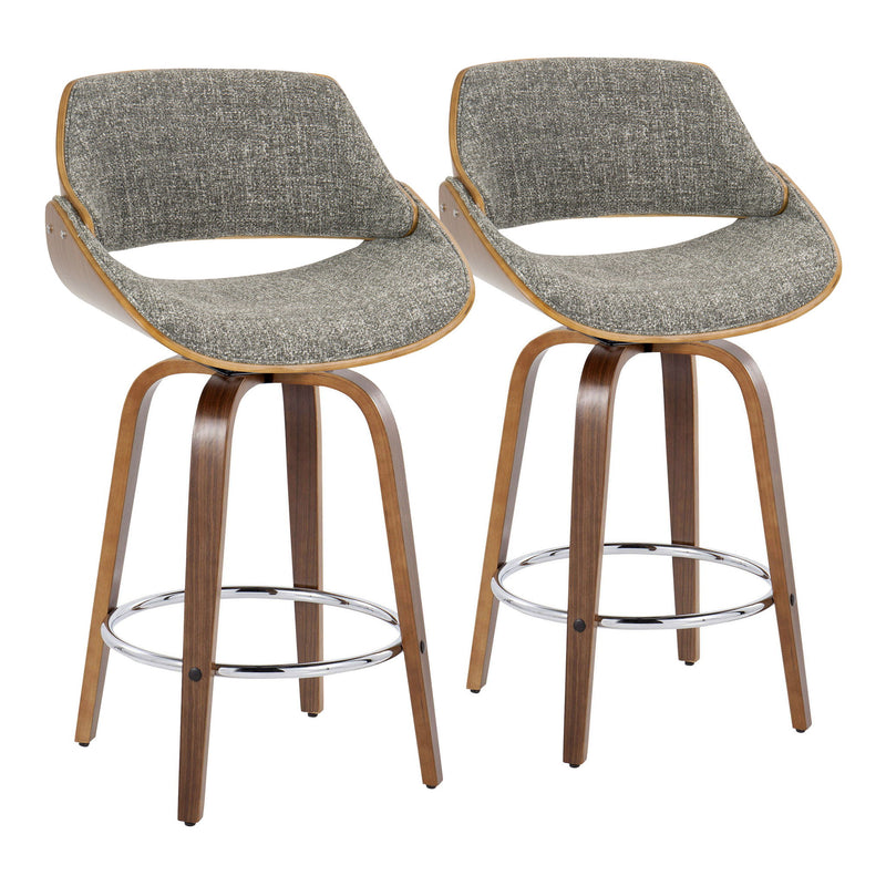 Lumi Source Fabrizzi mid-century modern fixed height counter stools with swivel, round footrest, set of two, in stylish design