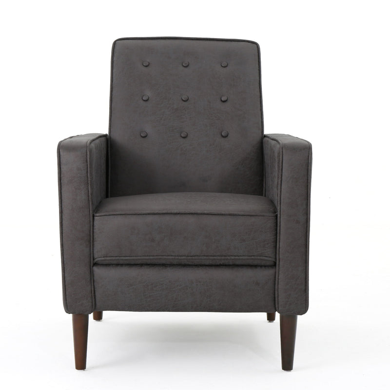 Macedonia - Mid Century Modern Button Tufted Fabric Recliner - Slate - R&R Furniture Gallery (Fountain Valley, CA)