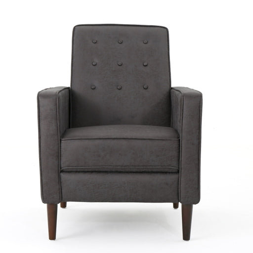 Macedonia - Mid Century Modern Button Tufted Fabric Recliner - Slate - R&R Furniture Gallery (Fountain Valley, CA)