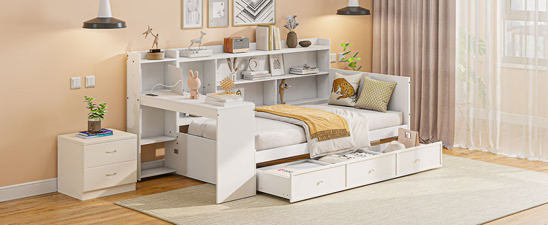 Daybed With 3 Drawers USB Ports And Desk - R&R Furniture Gallery (Fountain Valley, CA)