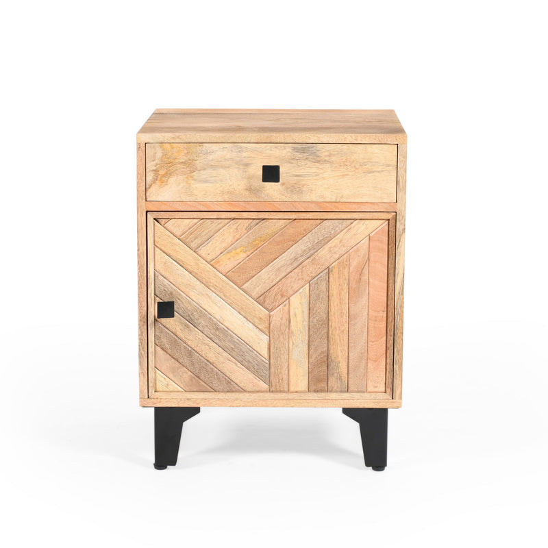 Solid Wood Vintage Nightstand With Handcrafted Detailing - Natural - R&R Furniture Gallery (Fountain Valley, CA)
