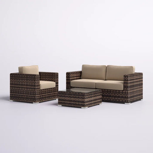 Modern Style Hdpe Wicker Seating Group With Cushions For 3 People In Brown Finish - R&R Furniture Gallery (Fountain Valley, CA)