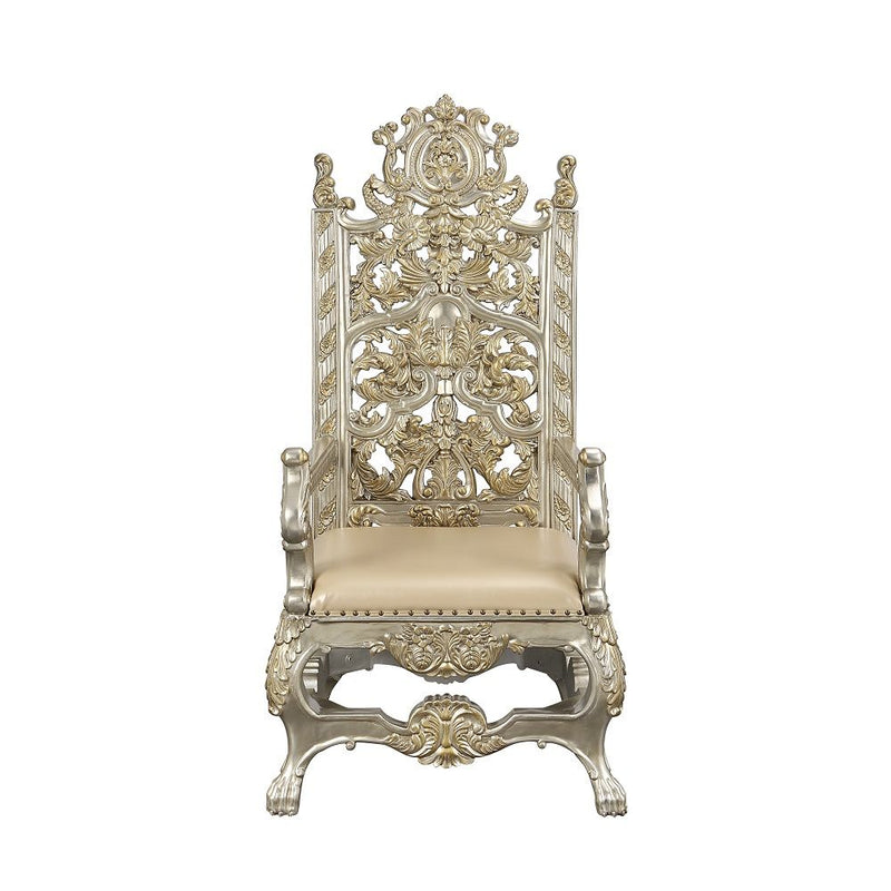 Danae - Arm Chair (Set of 2) - Synthetic Leather , Champagne & Gold - R&R Furniture Gallery (Fountain Valley, CA)