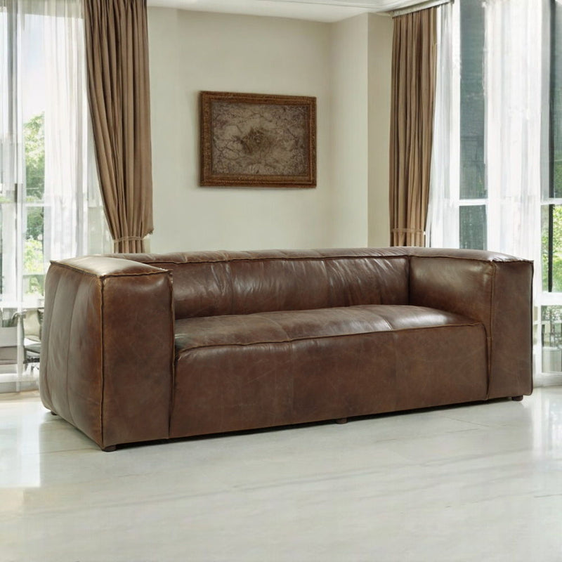 Brancaster - Sofa - Retro Brown Top Grain Leather - R&R Furniture Gallery (Fountain Valley, CA)