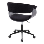 Lumi Source vintage mid-century modern office desk chair with wooden armrests and black cushioned seat.