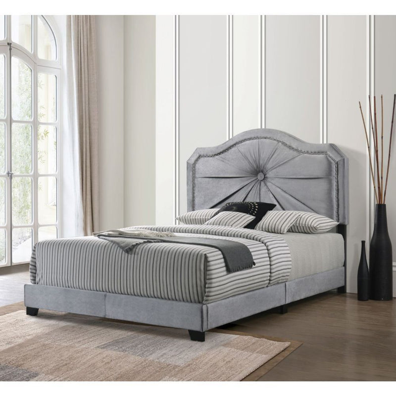 Frankie - Queen Bed - Gray Velvet - R&R Furniture Gallery (Fountain Valley, CA)
