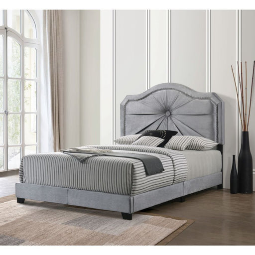 Frankie - Queen Bed - Gray Velvet - R&R Furniture Gallery (Fountain Valley, CA)