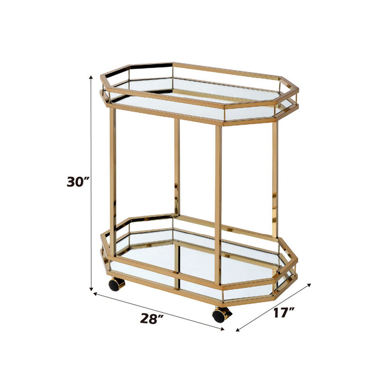 Lacole - Serving Cart - Mirrored & Champagne - R&R Furniture Gallery (Fountain Valley, CA)