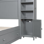 DreamHaus cabinet bed with integrated shelves, all-in-one cabinet and sockets, designed for space-saving comfort and convenience.