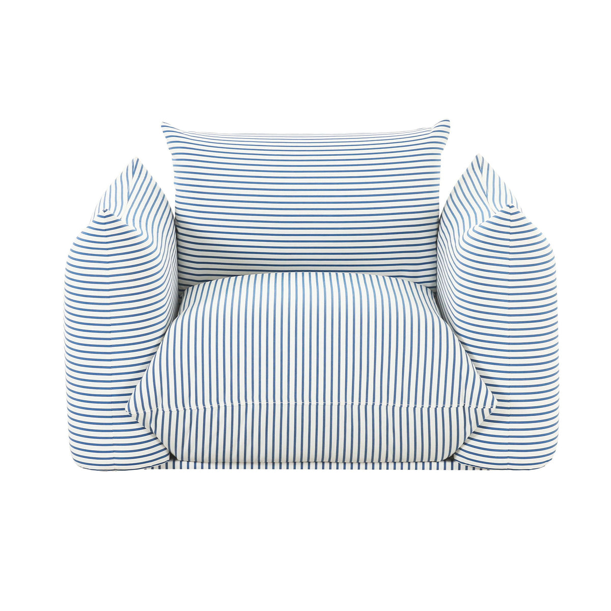 TOV Furniture Saint Tropez stuffed outdoor armchair with plush cushions and durable fabric for comfortable outdoor seating.