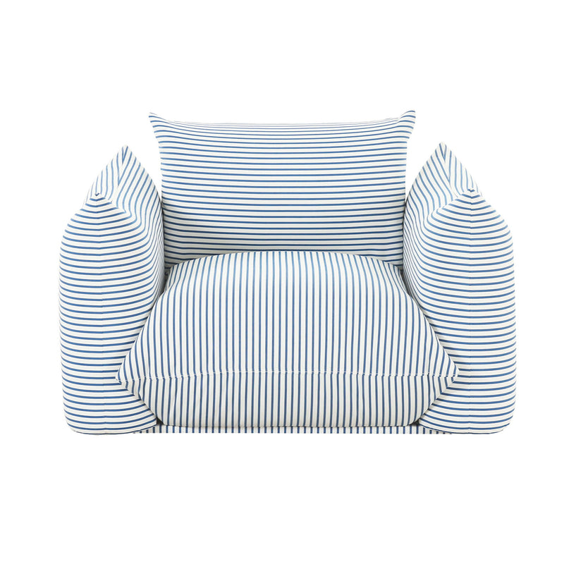 TOV Furniture Saint Tropez stuffed outdoor armchair with plush cushions and durable fabric for comfortable outdoor seating.