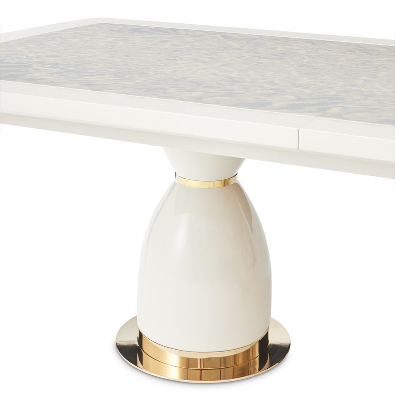 Lisbon - Double Pedestal Dining Table - Silken Matte Cream - R&R Furniture Gallery (Fountain Valley, CA)