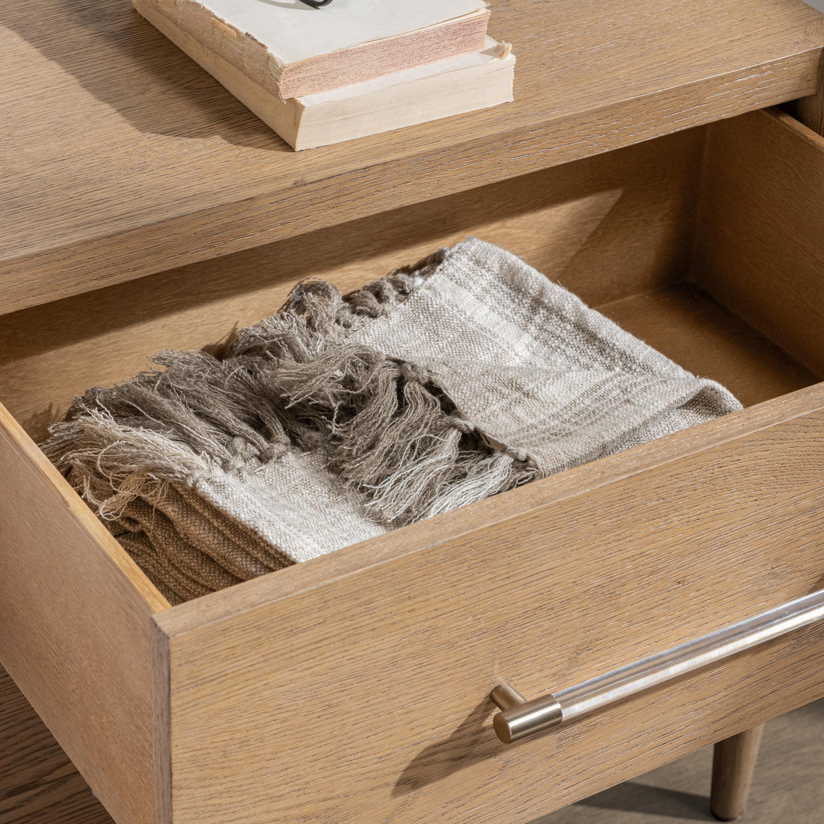 Classic Home Alisen 2 Drawer Napa Grove Accent Nightstand with wood finish and modern design, featuring two spacious drawers.