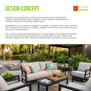 Outdoor Elegance Life Outside coffee table with rounded corners, sturdy design, ideal for outdoor patio or garden spaces.