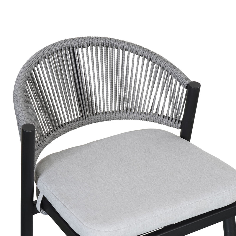 Outdoor 26" Counter Height Metal Frame Counter Stools With Scallop Shaped Backrest & Water Resistant Cushions - R&R Furniture Gallery (Fountain Valley, CA)