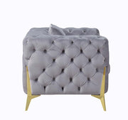 Jelanea - Loveseat With 2 Pillows - Gray Velvet & Gold - R&R Furniture Gallery (Fountain Valley, CA)