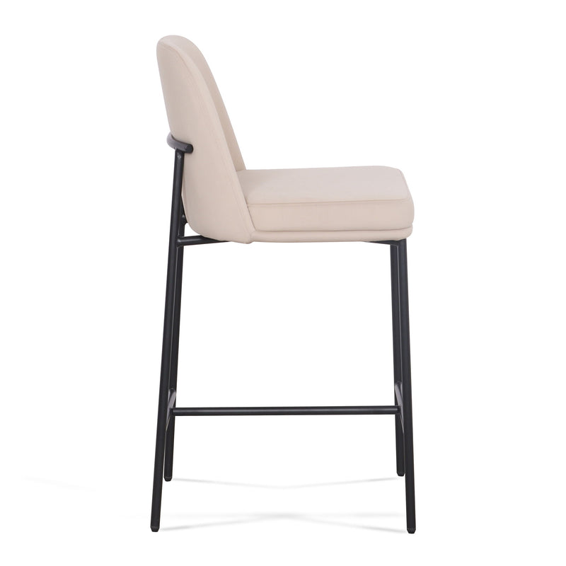 Pair of TOV Furniture Sydney counter stools with sleek modern design, natural wood legs, and cushioned seats.